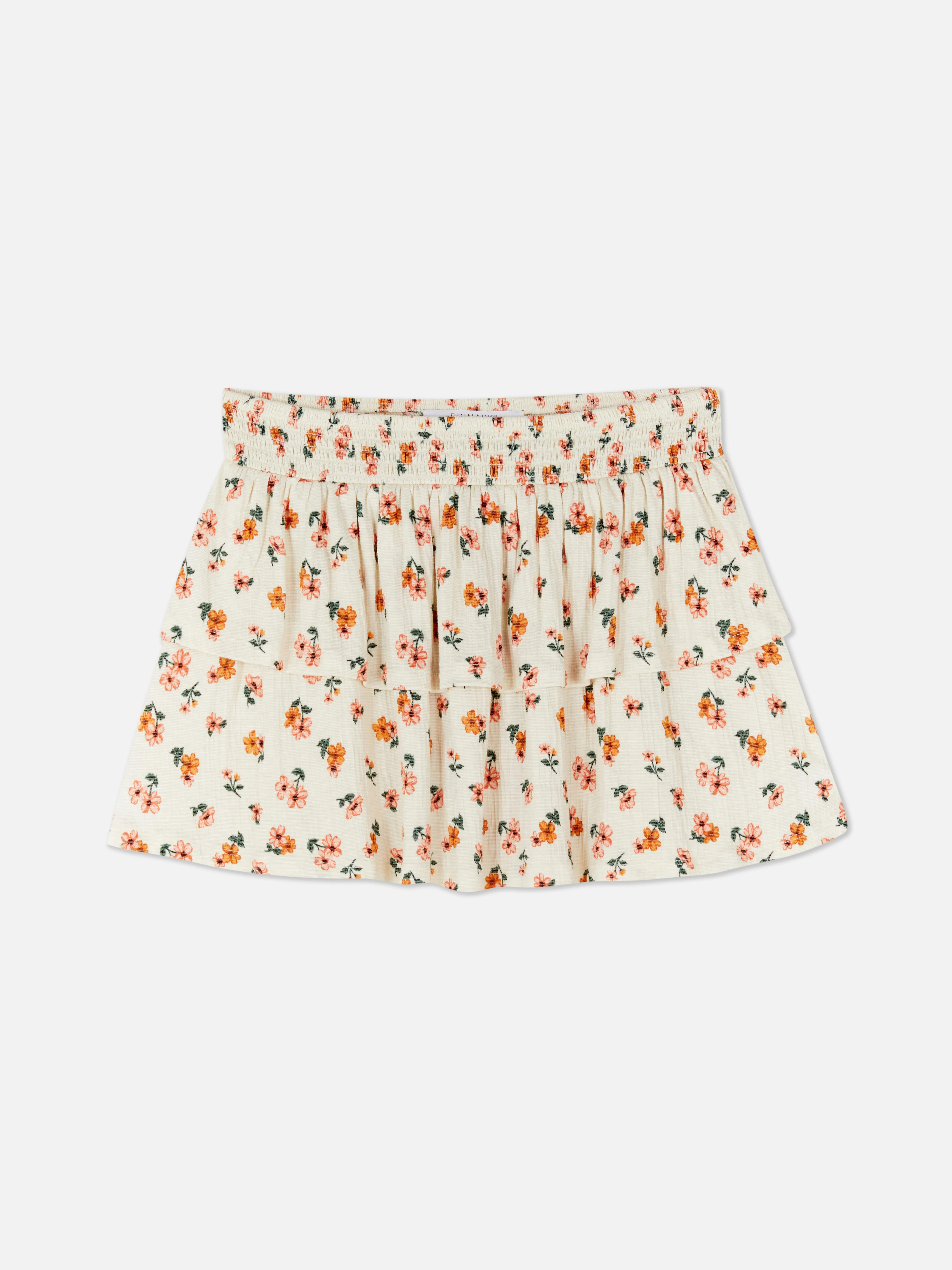 Minifalda fruncida con flores