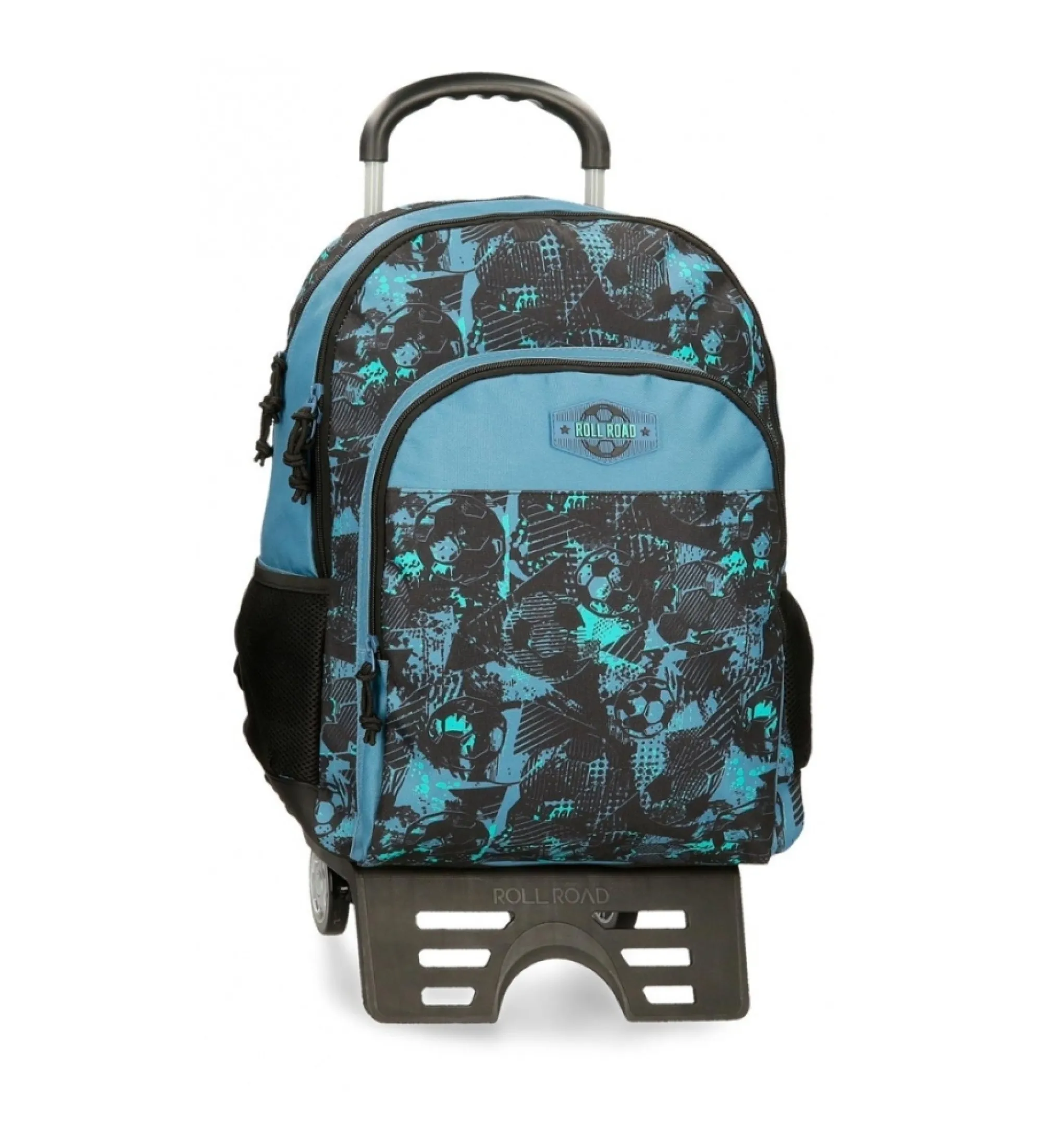 Mochila escolar Roll Road  Soccer dos compartimentos con carro negro