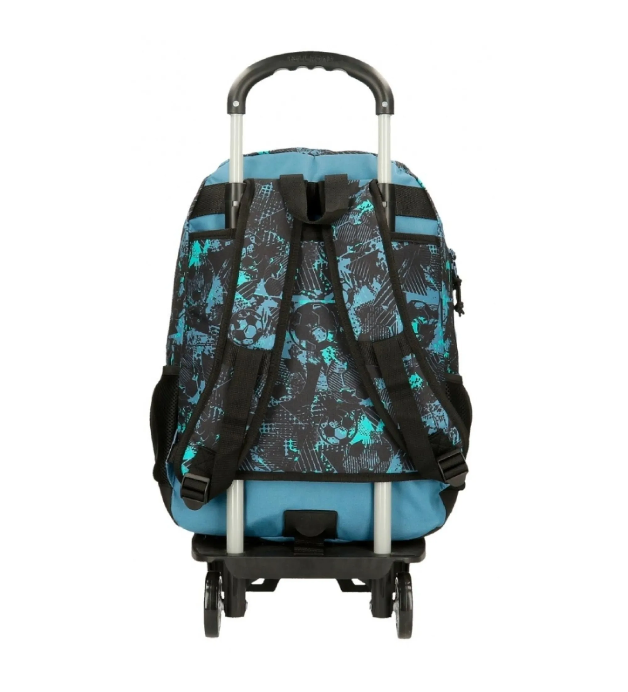 Mochila escolar Roll Road  Soccer dos compartimentos con carro negro