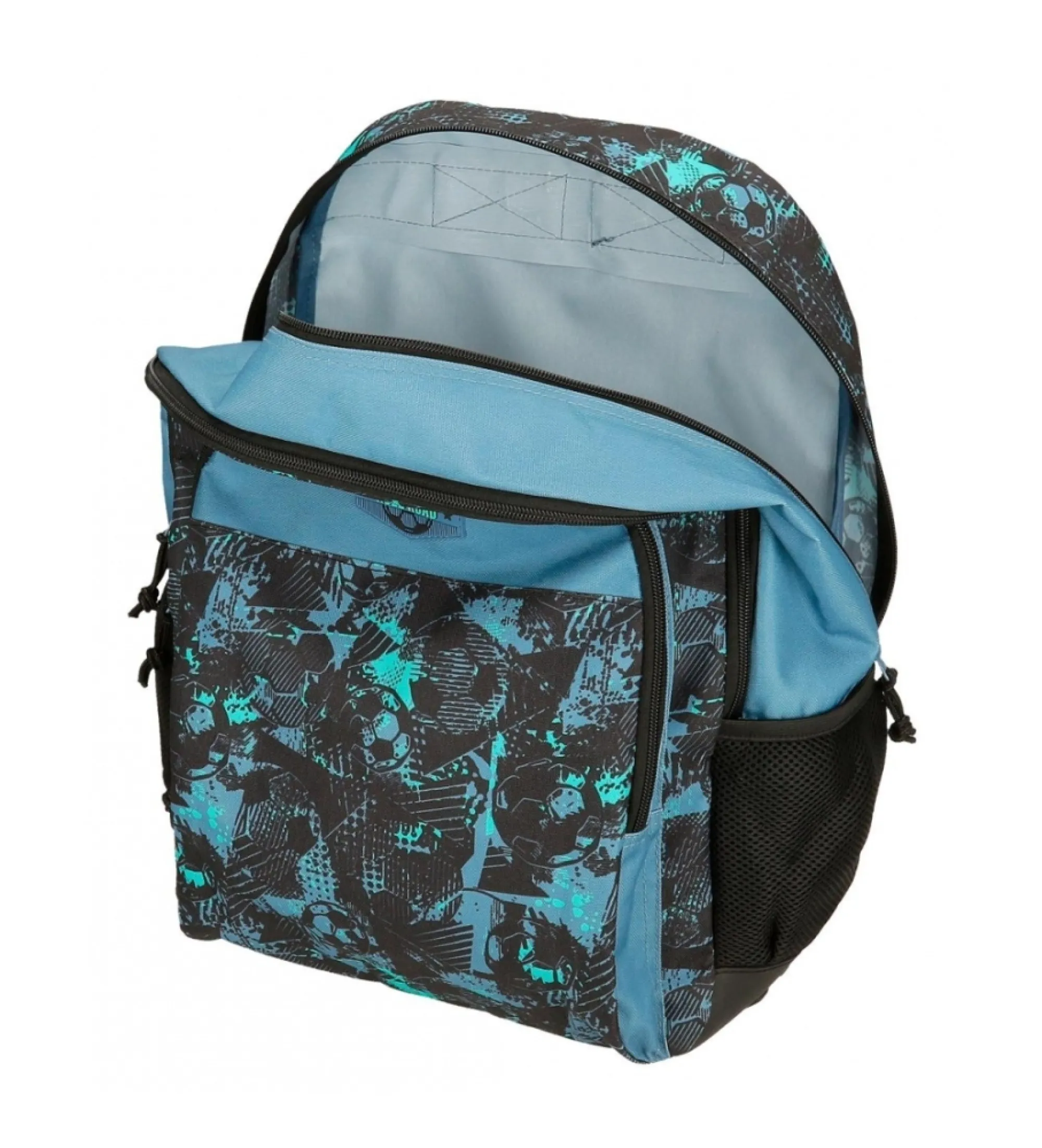 Mochila escolar Roll Road  Soccer dos compartimentos con carro negro