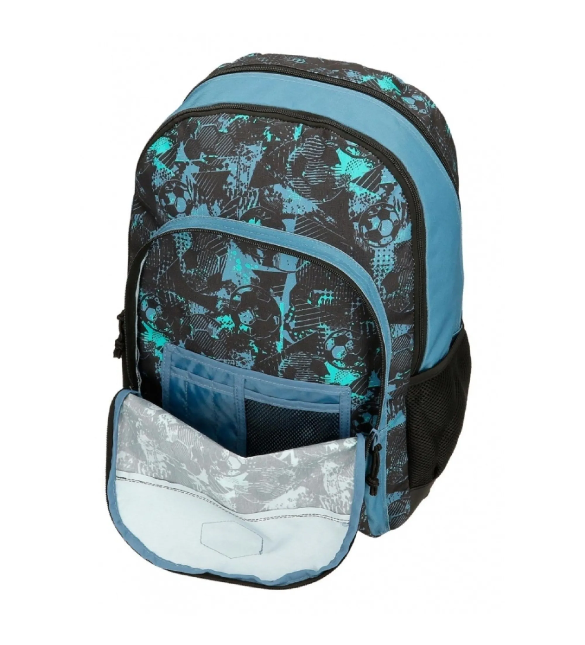 Mochila escolar Roll Road  Soccer dos compartimentos con carro negro