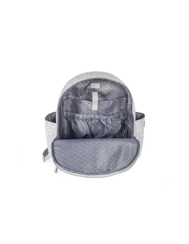 MOCHILA FLOWER MELLOW GRIS PASITO A PASITO
