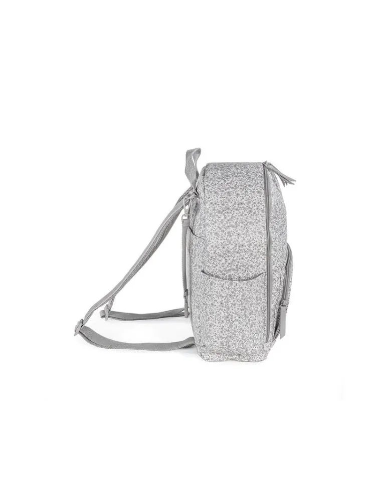 MOCHILA FLOWER MELLOW GRIS PASITO A PASITO