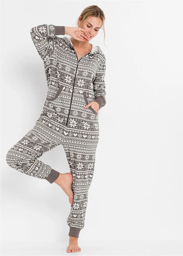 MONO EXTRAGRANDE EN TELA DE SUDADERA GRIS JASPEADOBLANCO LANA ESTAMPADO