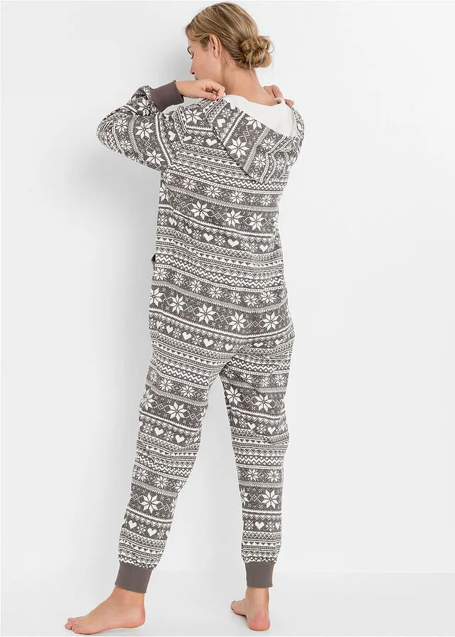 MONO EXTRAGRANDE EN TELA DE SUDADERA GRIS JASPEADOBLANCO LANA ESTAMPADO