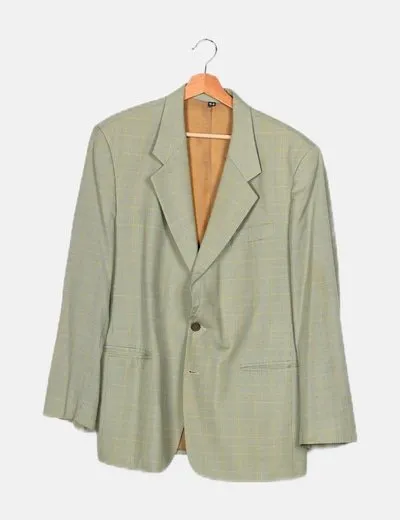 NoName Chaqueta de traje verde estampado cuadros