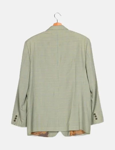 NoName Chaqueta de traje verde estampado cuadros