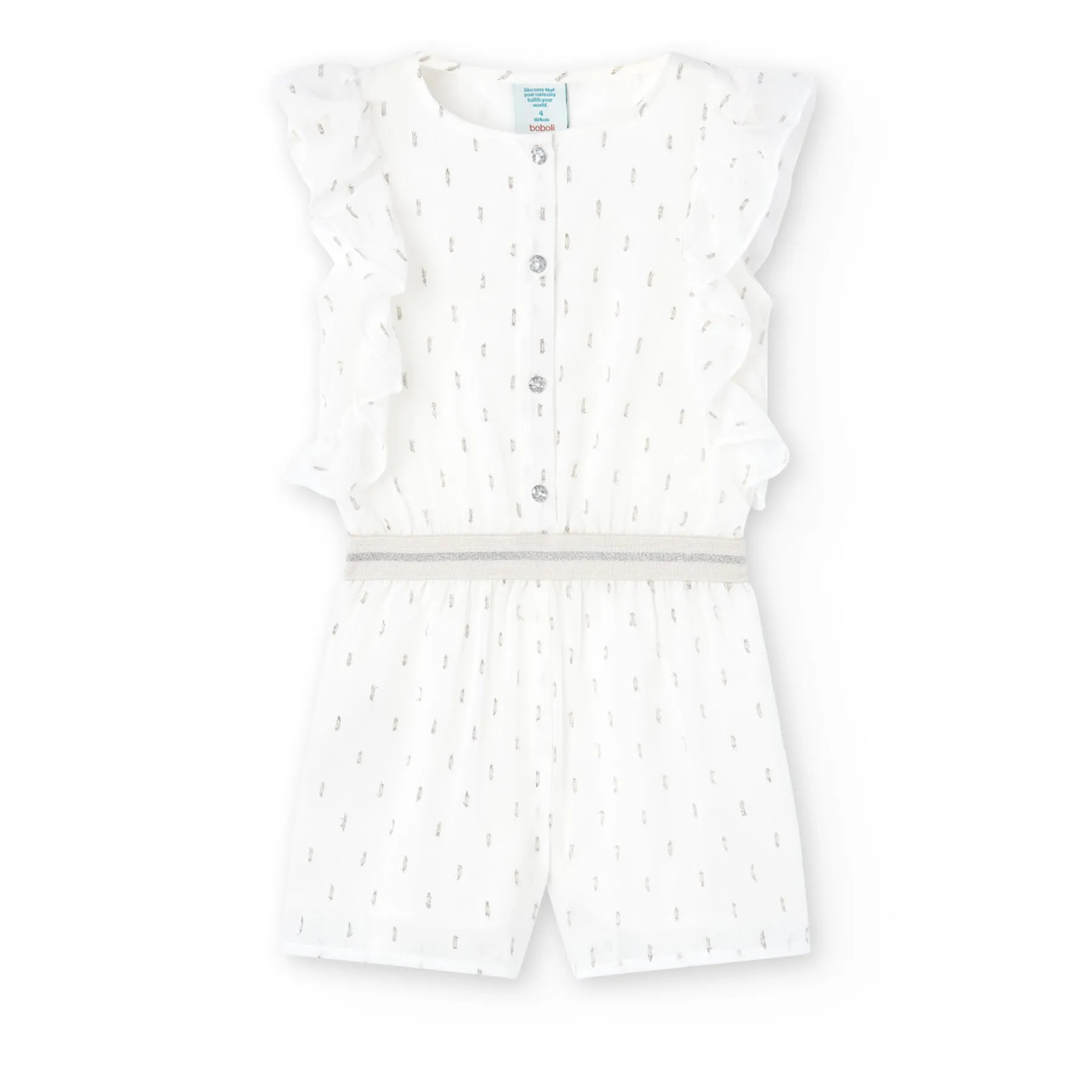 Overol De Gasa Color Blanco Para Niña BOBOLI
