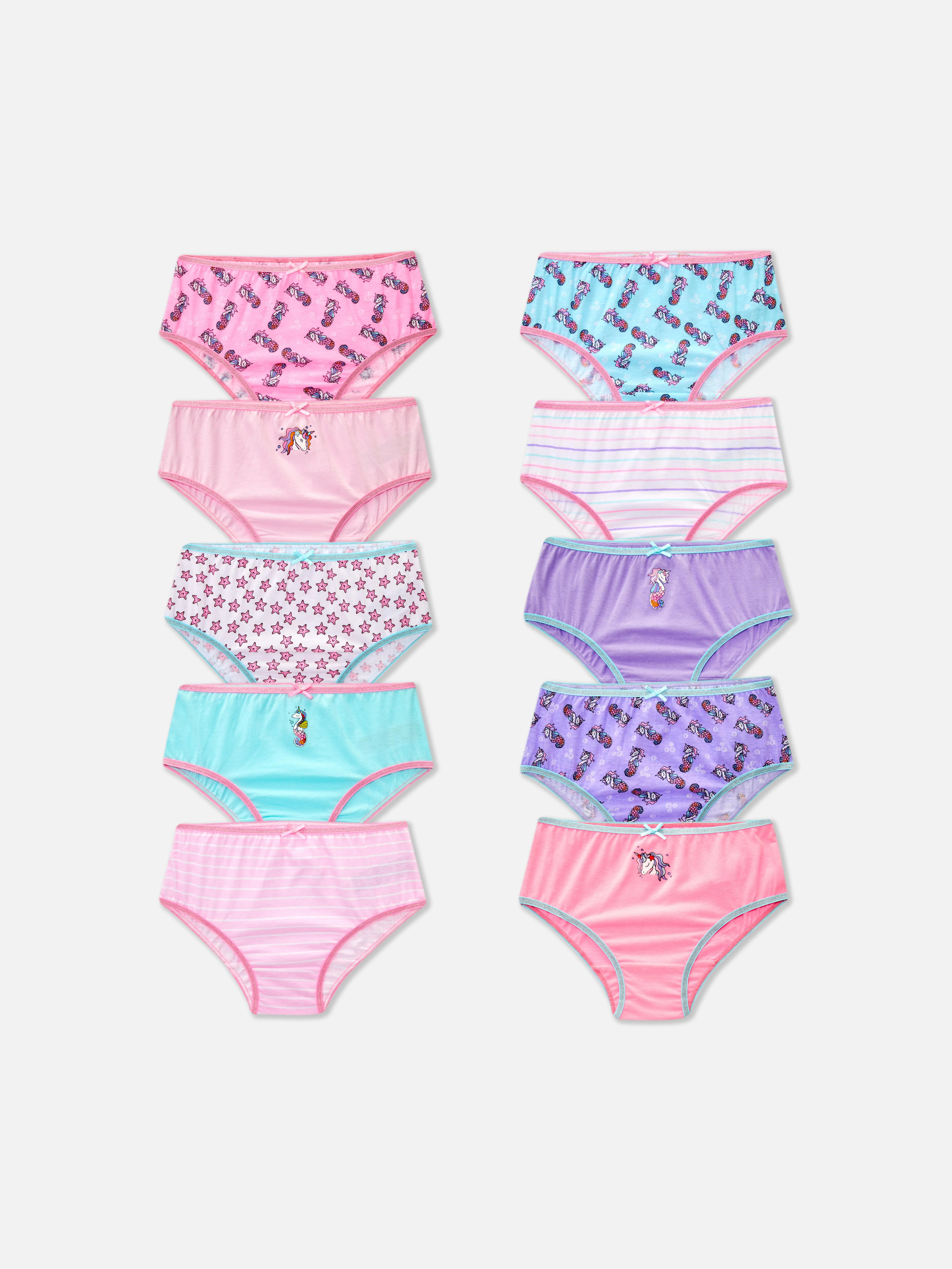 Pack de 10 braguitas con estampado de unicornios