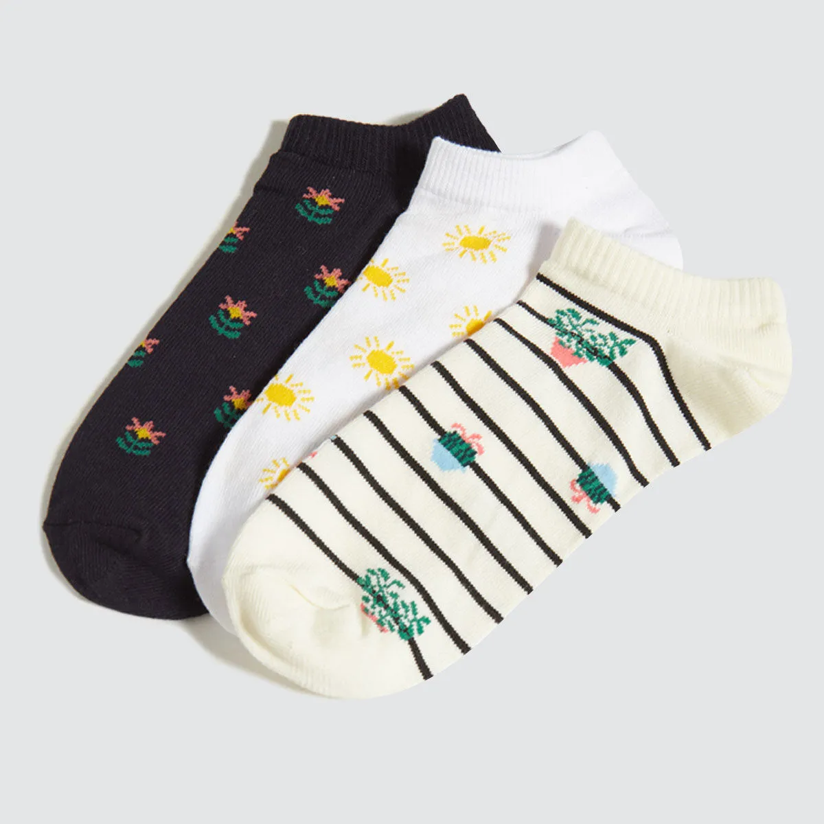 Pack Medias Invisibles Con Estampado X3 Para Mujer