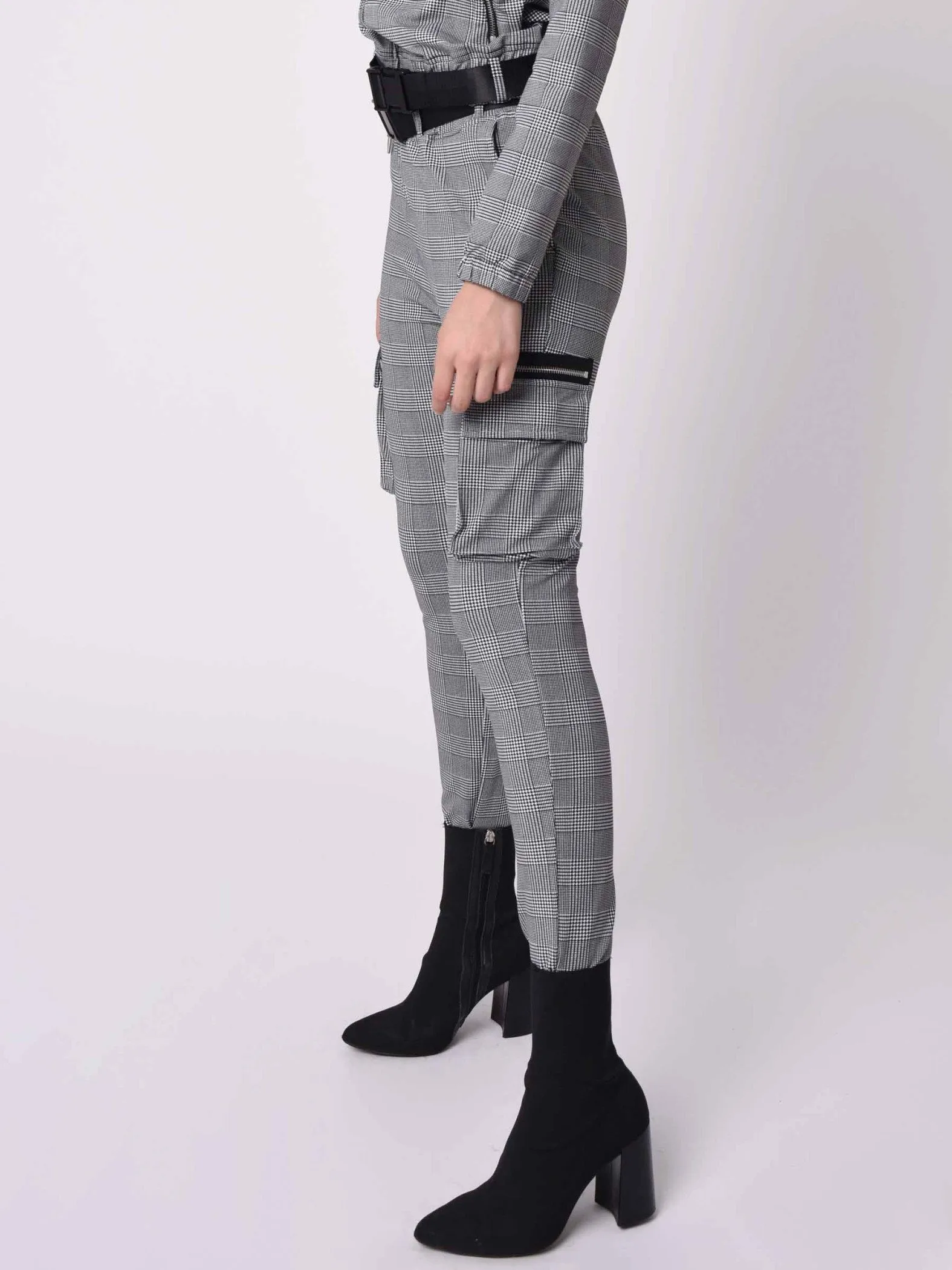 Pantalones de cuadros con cremallera