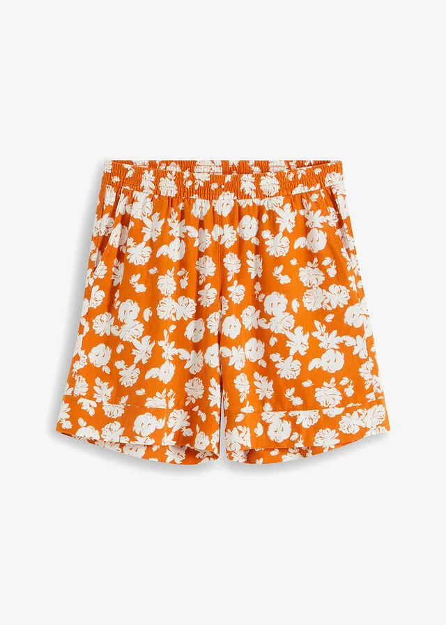 Pantalón corto Naranja/blanco lana estampado