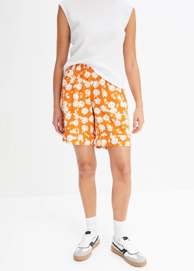 Pantalón corto Naranja/blanco lana estampado