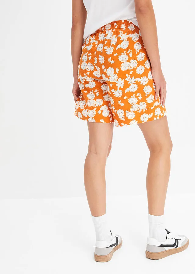 Pantalón corto Naranja/blanco lana estampado