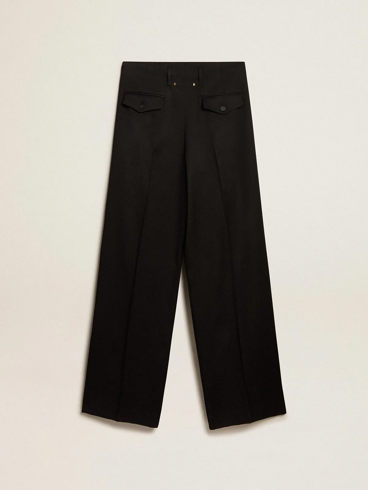 Pantalón de mujer en gabardina de lana color negro