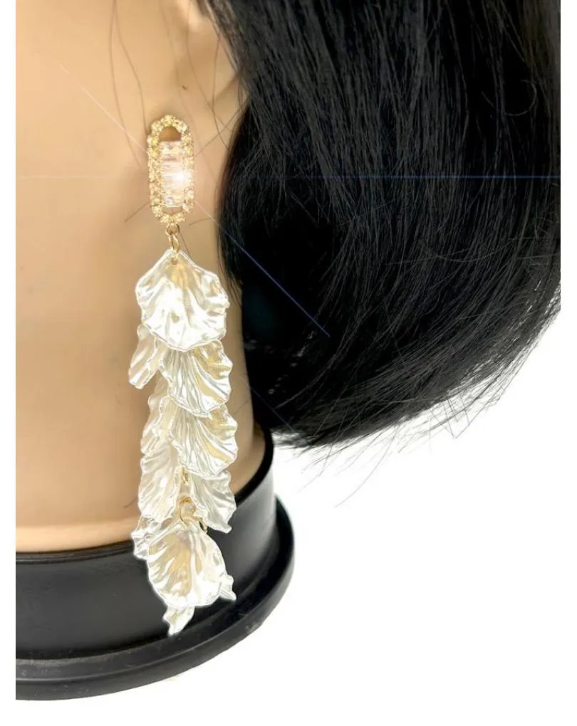PENDIENTES MADRID LARGOS BLANCOS PARA BODAS DE TARDE NOCHE