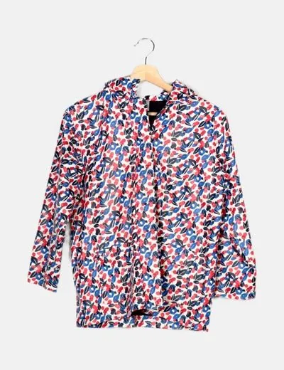 Petit Bateau Cazadora blanca impermeable estampado floral