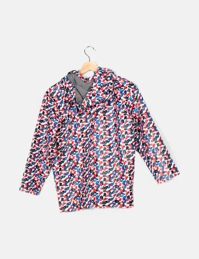 Petit Bateau Cazadora blanca impermeable estampado floral