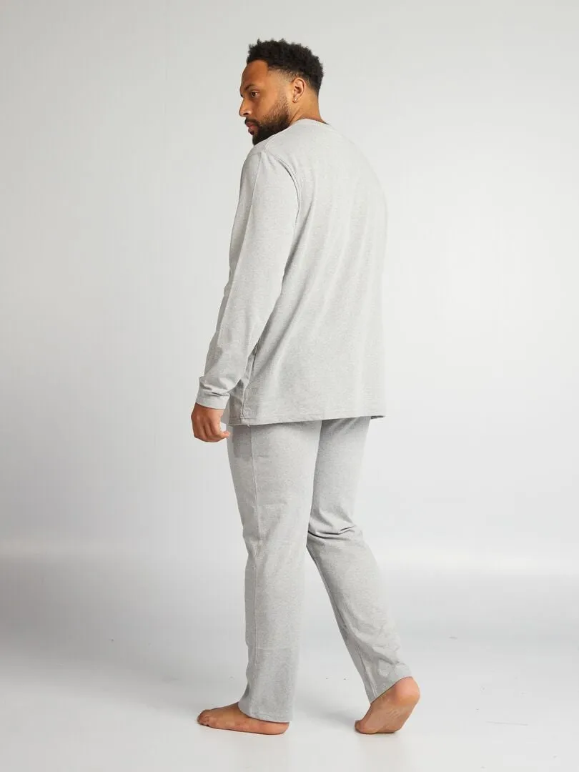 PIJAMA LARGO 'MARIO'  CAMISETA  SHORT  2 PIEZAS  GRIS