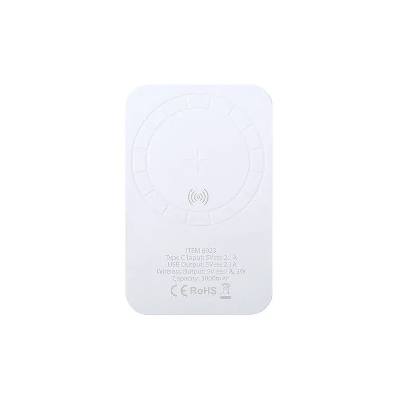 Power Bank Vekmar Inalámbrico. Magnético. 5000 mAh. Entrada Tipo C. Cable Incluido