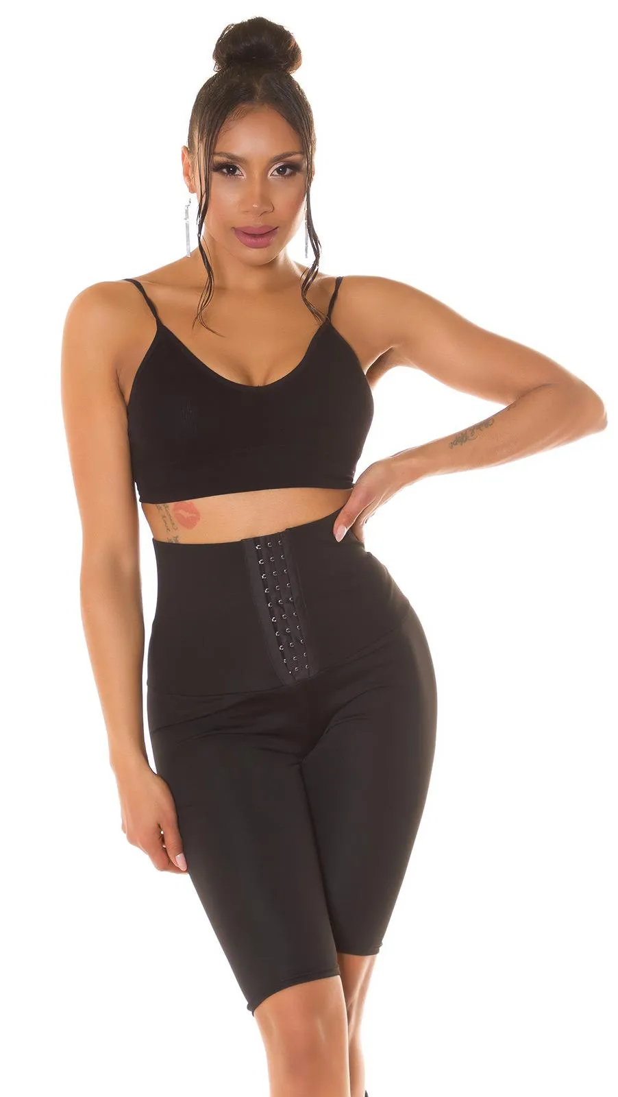 Short de ciclista con cintura alta negro