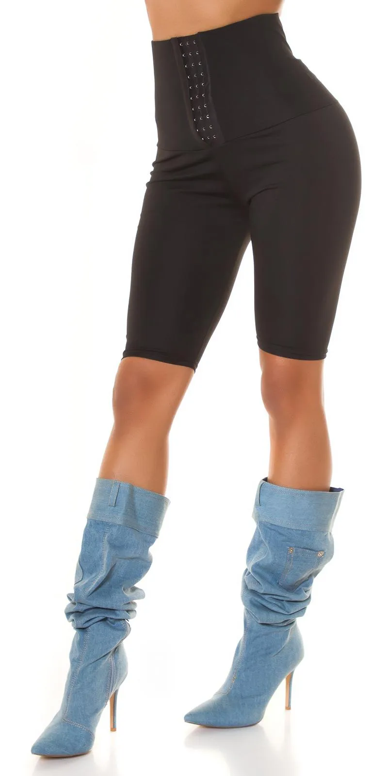 Short de ciclista con cintura alta negro