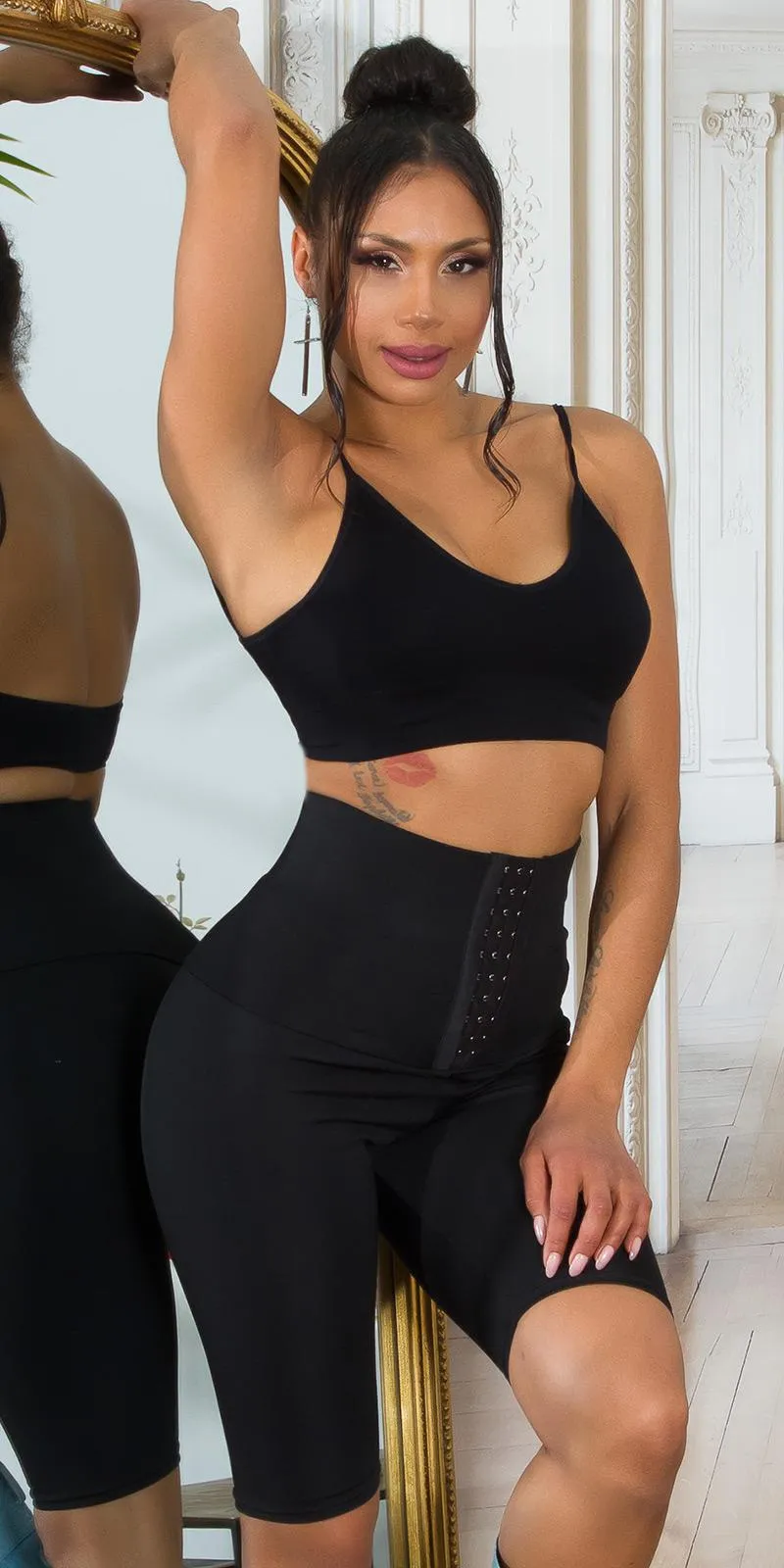 Short de ciclista con cintura alta negro