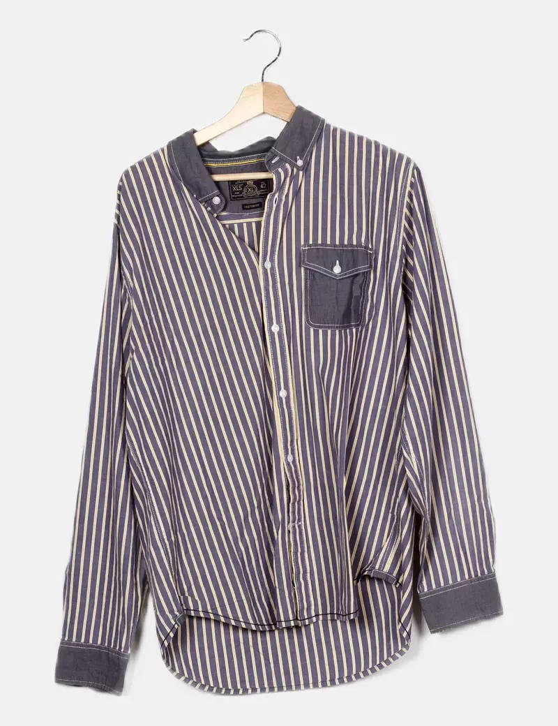 Springfield Camisa azul estampado rayas