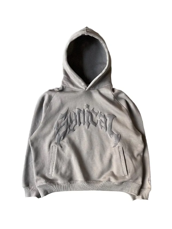 Sudadera con capucha extragrande con estampado de letras góticas para hombre