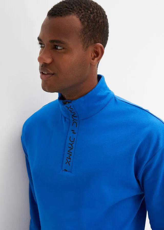 Sudadera con cuello troyer de algodón sostenible Azur
