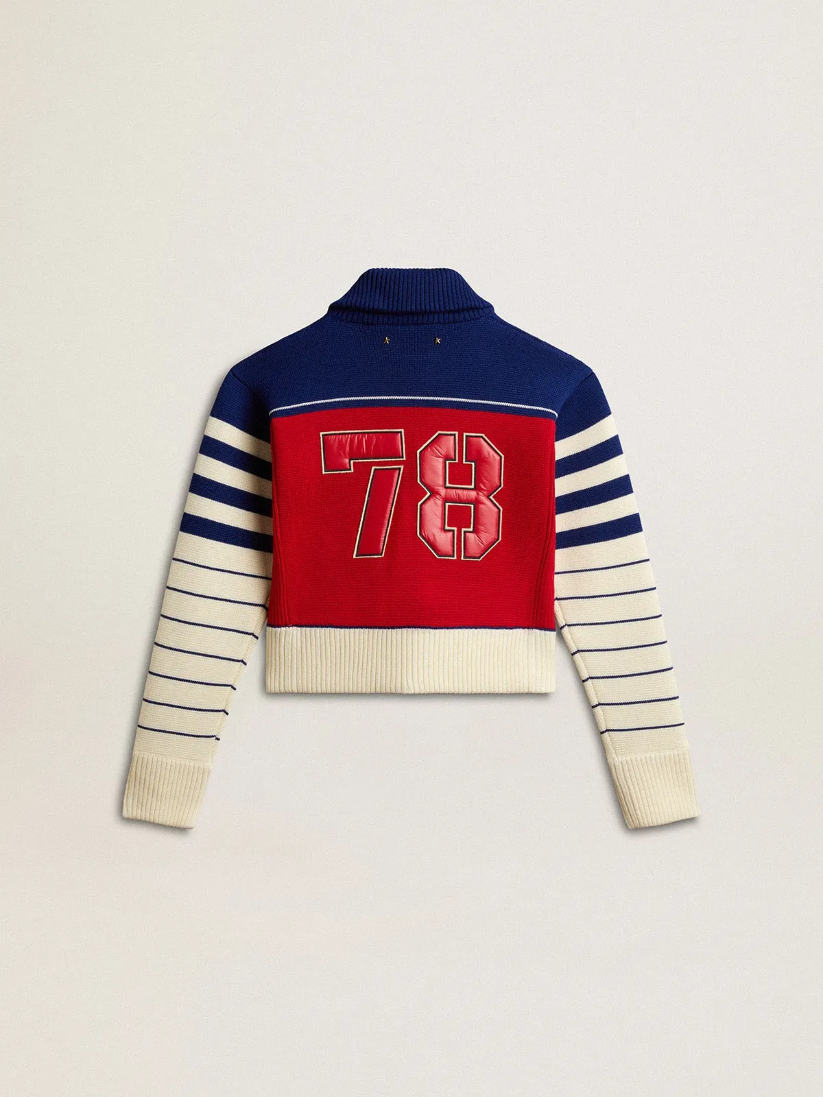 Sudadera cropped de mujer de lana a rayas multicolor