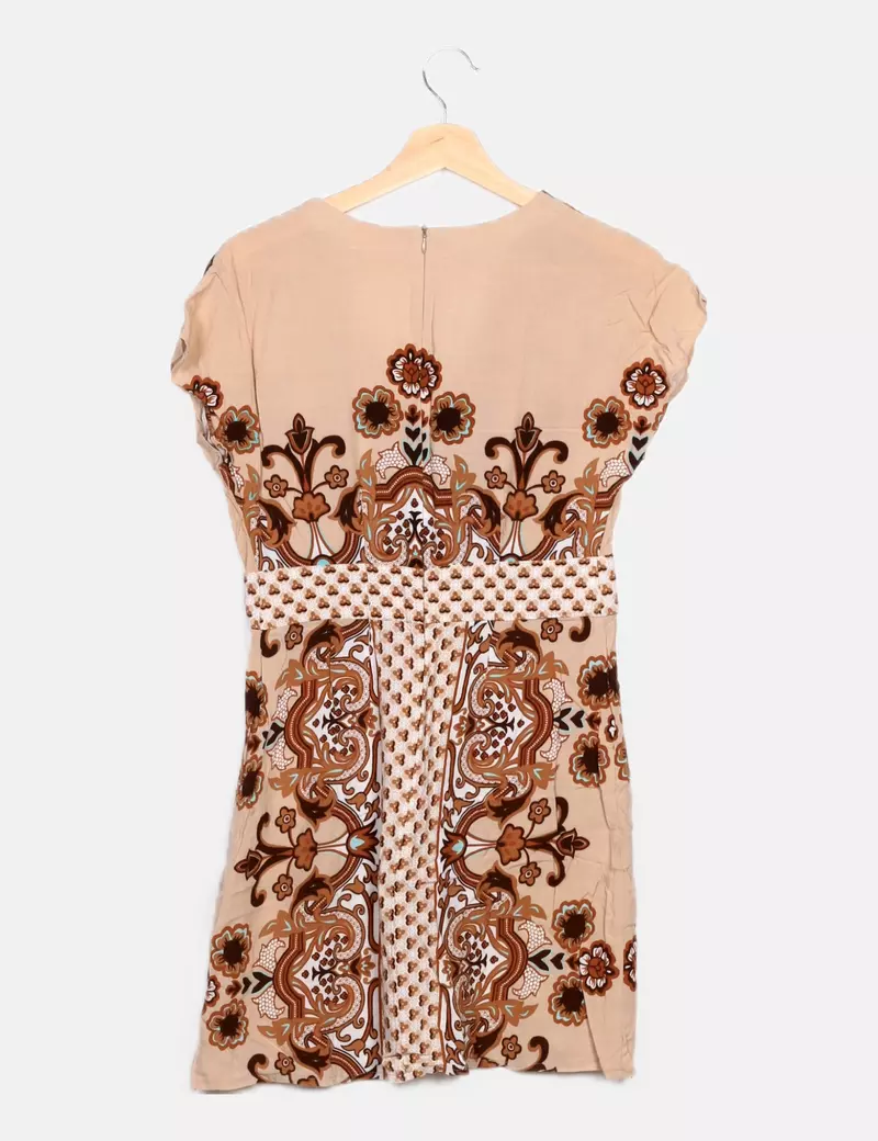 SUITEBLANCO  BLANCO VESTIDO BEIGE ESTAMPADO FLORAL