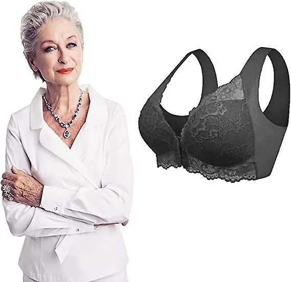 Sujetador de talla grande para mujeres mayores Cierre frontal, Día de San Valentín, sujetador de encaje sin costuras trasero