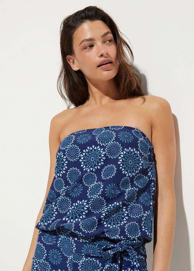 Sujetador de tankini azul oxford con estampado gráfico