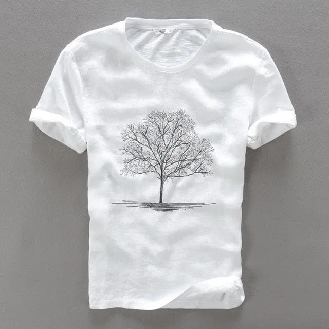TSHIRT DE LINO PARA HOMBRE CON ESTAMPADO DE RAMA
