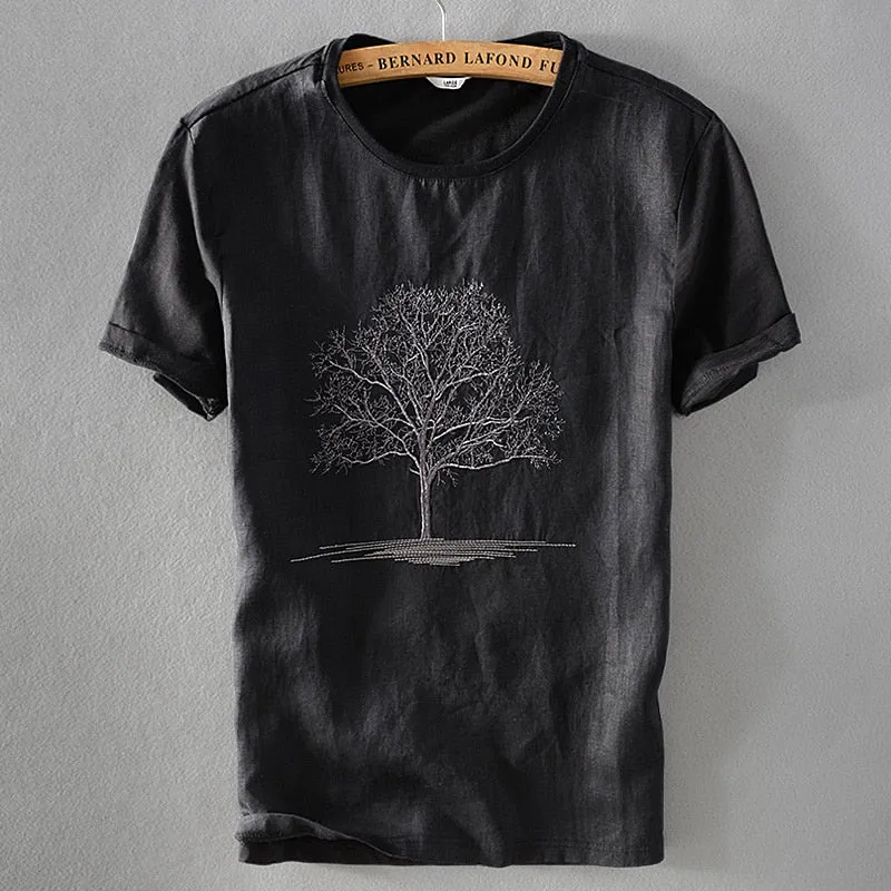 TSHIRT DE LINO PARA HOMBRE CON ESTAMPADO DE RAMA