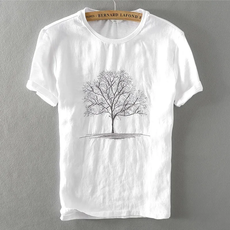 TSHIRT DE LINO PARA HOMBRE CON ESTAMPADO DE RAMA