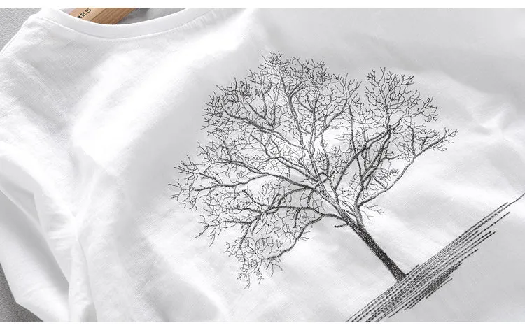 TSHIRT DE LINO PARA HOMBRE CON ESTAMPADO DE RAMA