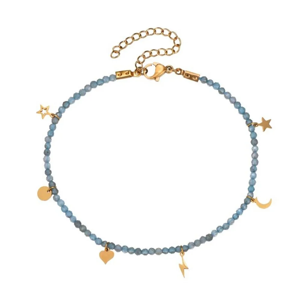 Tobillera Jessia Aquamarina Oro