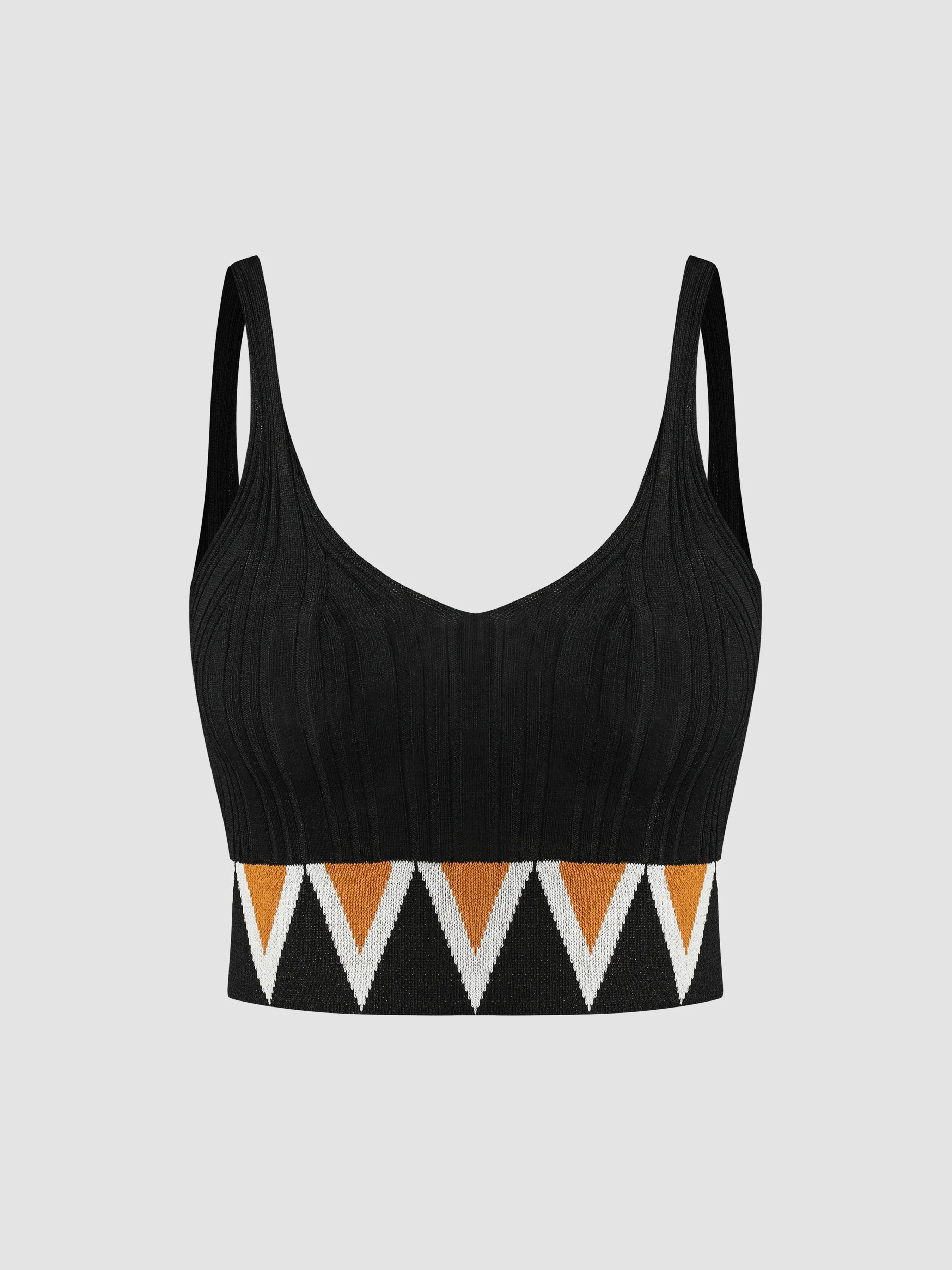  Top de Tirantes Crop de Punto con Estampado Boho