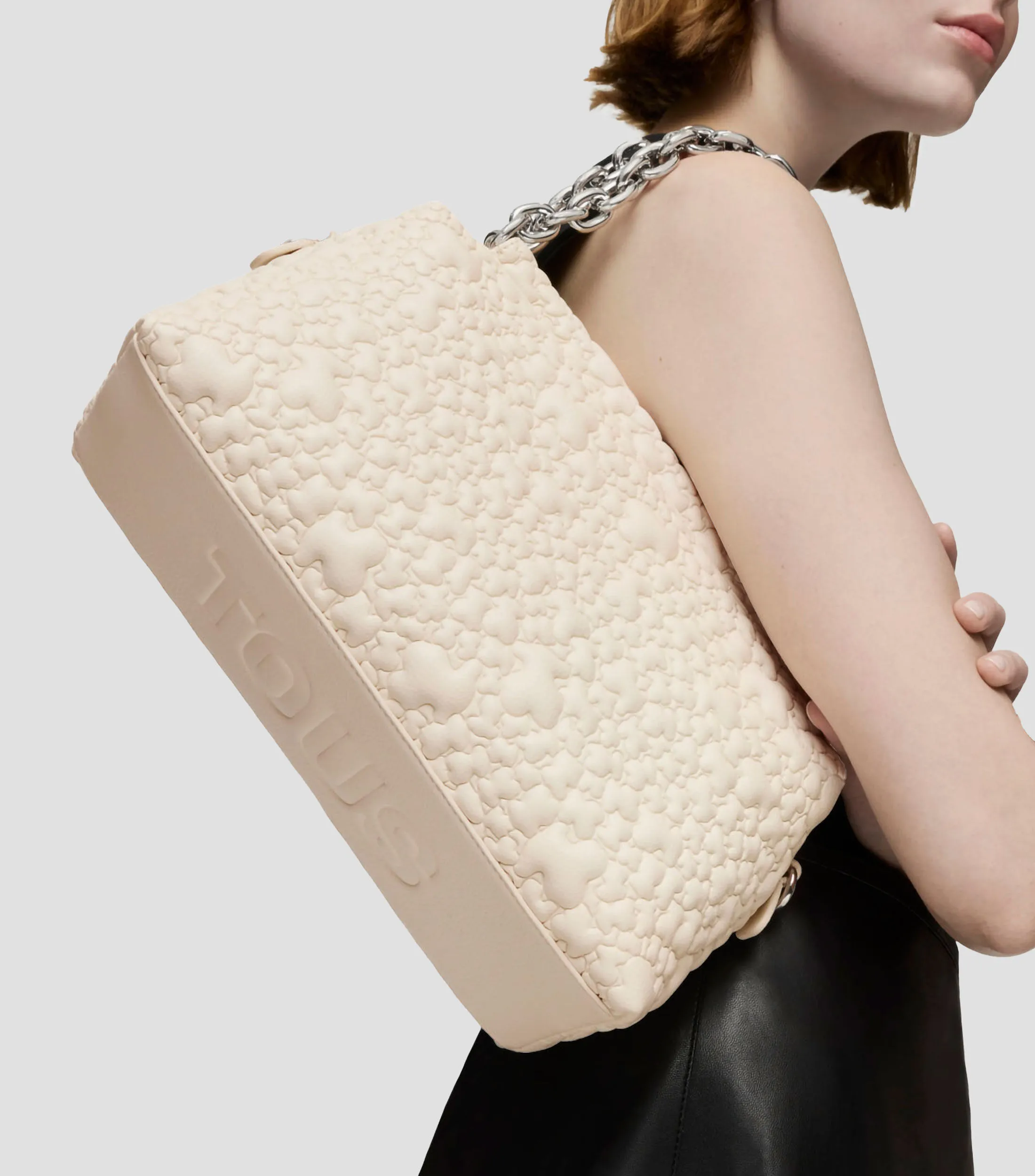 Tous Bolso shoulder Bowling Beige monogram Mujer