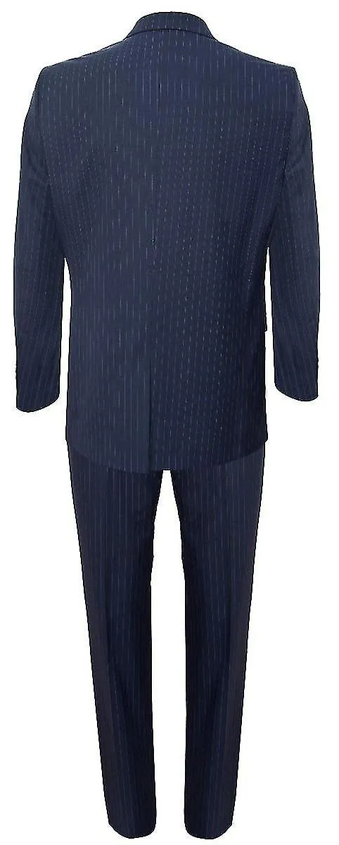 Traje retro de rayas azul marino de 3 piezas para hombres