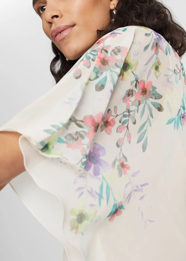 Túnica con estampado Beige natural de flores