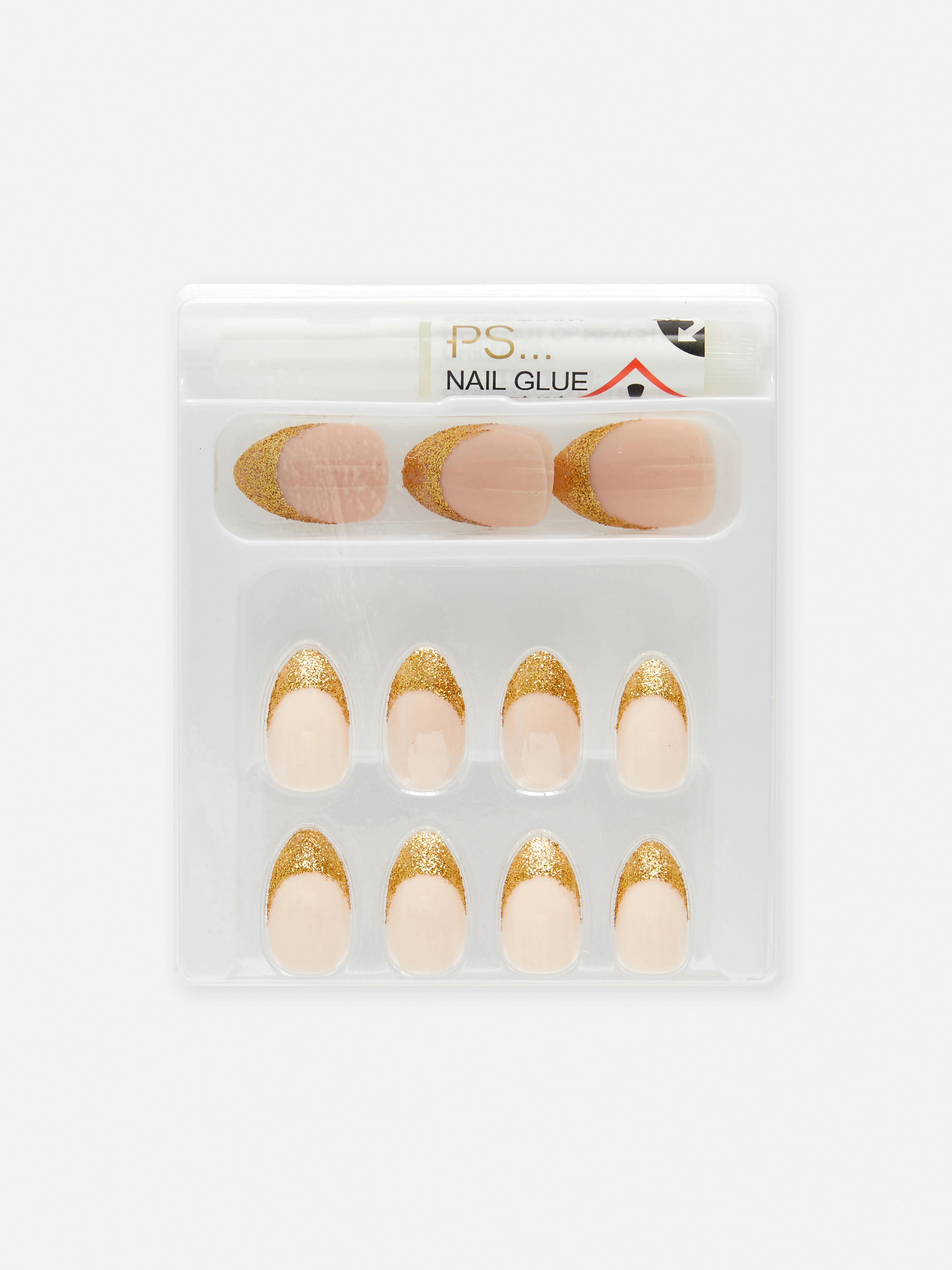 Uñas postizas con francesa metalizada de PS...