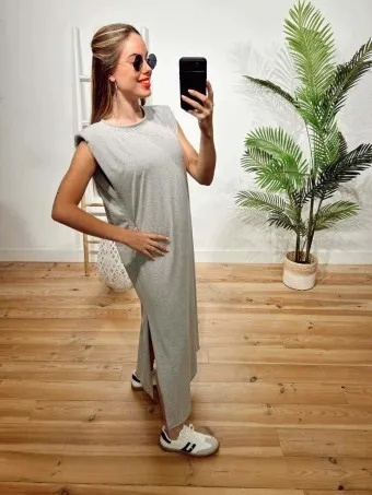 Vestido Básico Hombreras HIBANA Gris