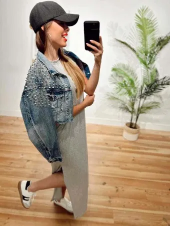 Vestido Básico Hombreras HIBANA Gris