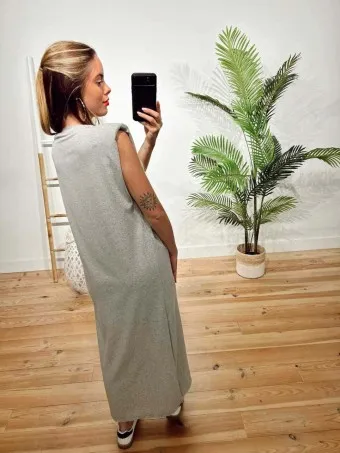 Vestido Básico Hombreras HIBANA Gris