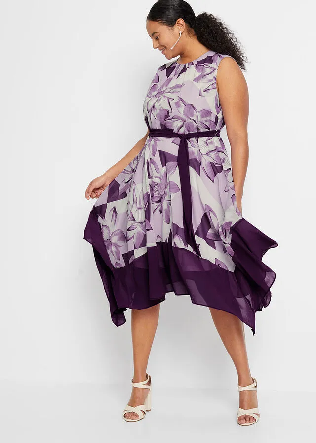 Vestido con estampado de flores lila oscuro con flores
