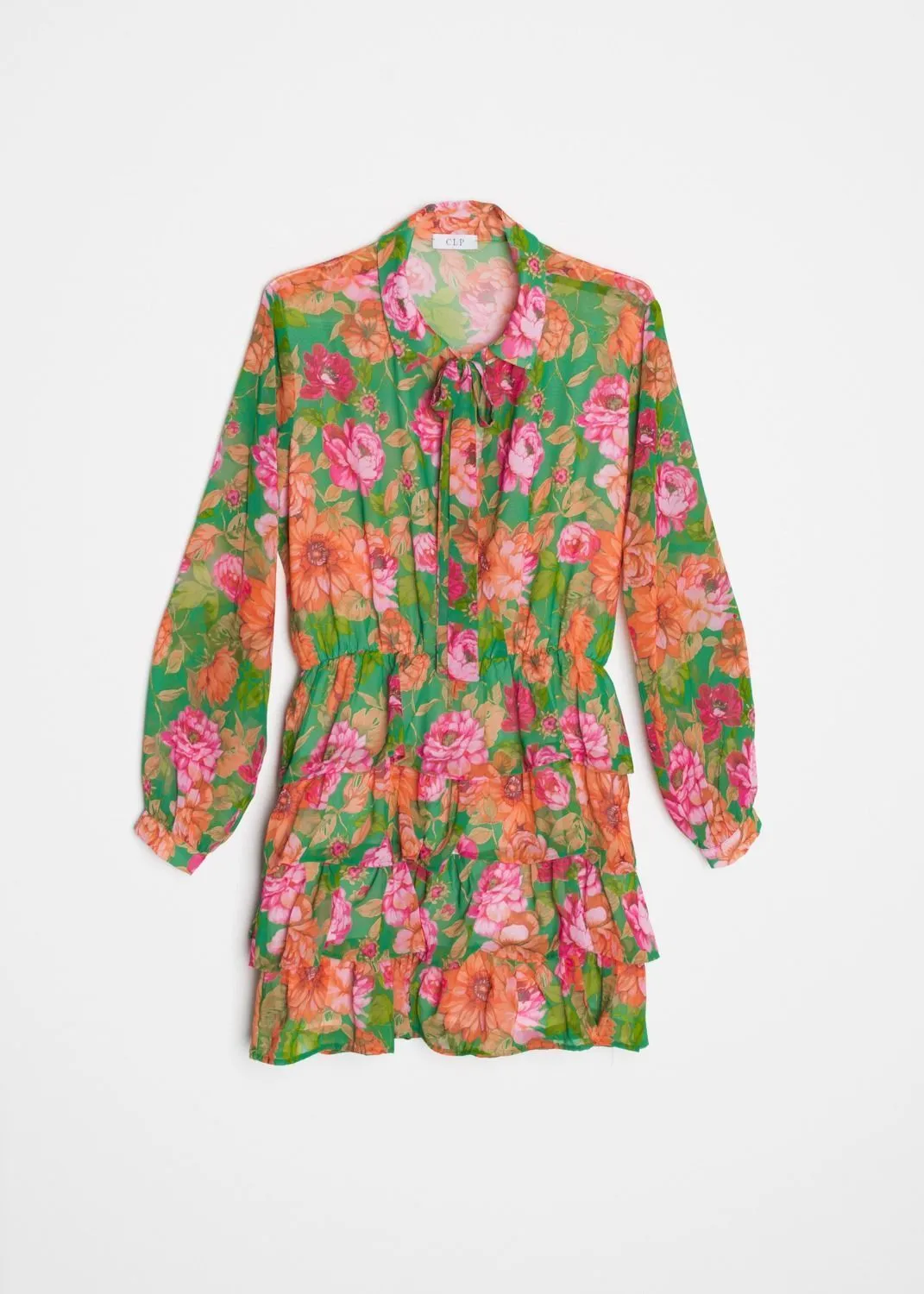 Vestido estampado floral volantes para mujer
