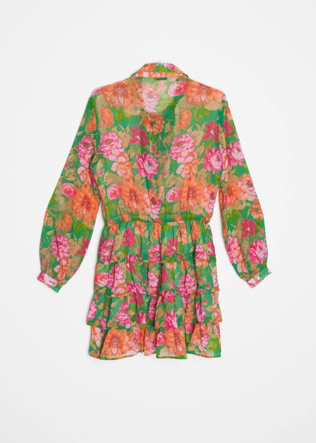 Vestido estampado floral volantes para mujer
